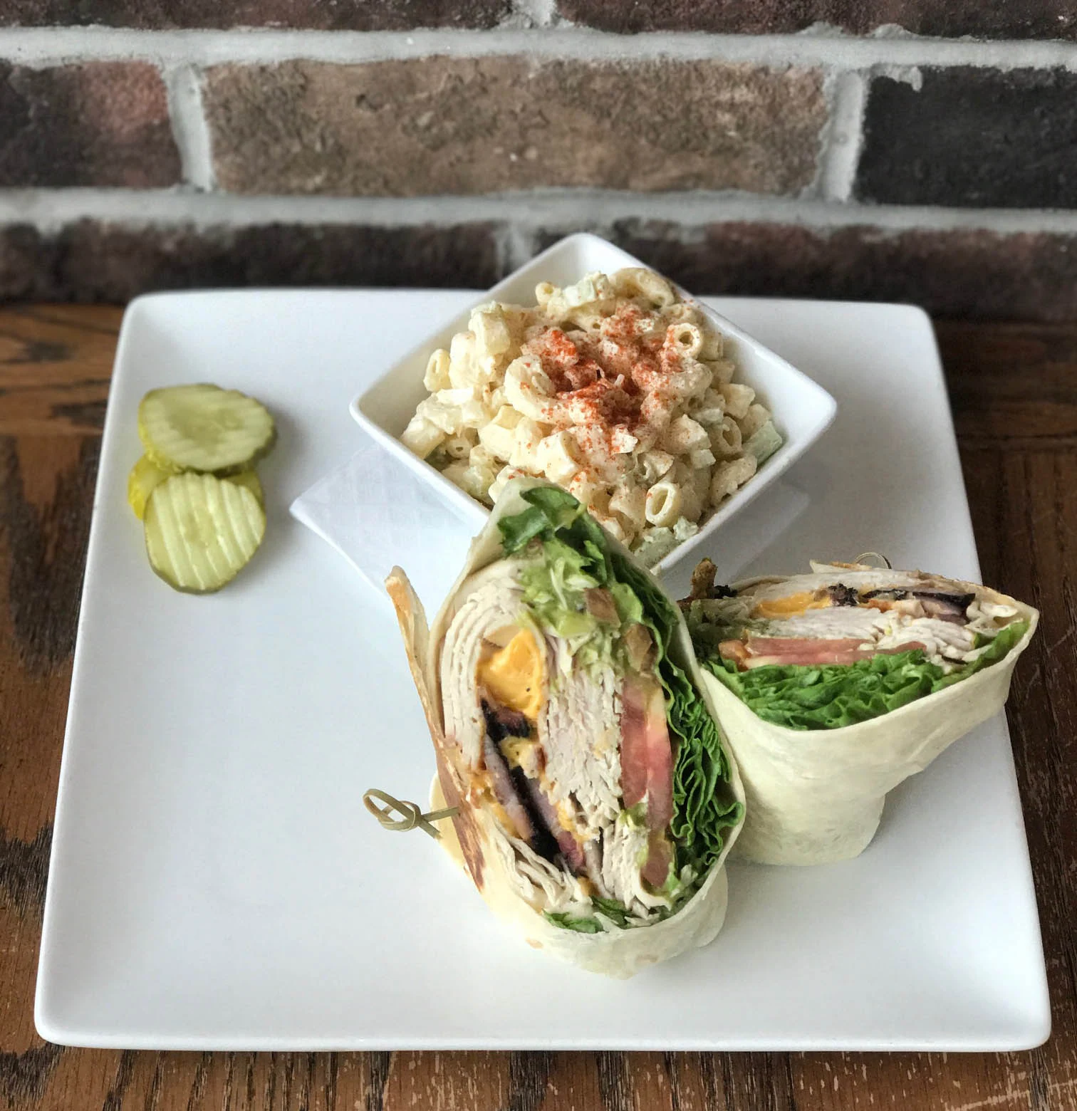 Turkey wrap with macaroni salad from the Pub 235 kitchen